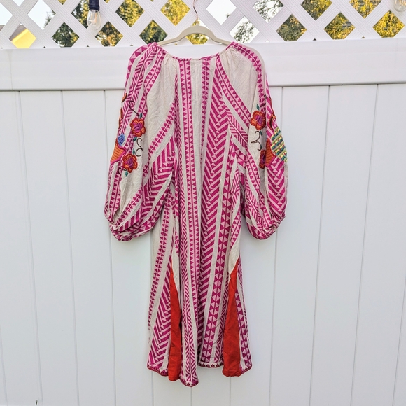 FARM Rio Anthropologie Pink and White Jacquard Maxi Dress NWT Medium - Picture 5 of 7